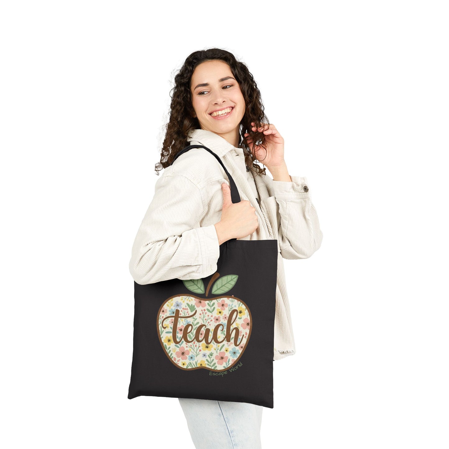 Apple-Themed Teacher Tote Bag
