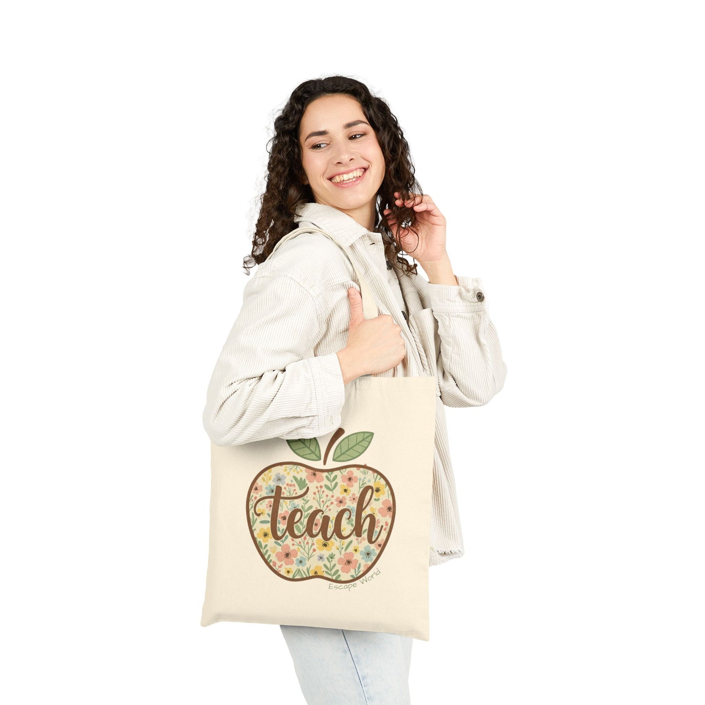 Apple-Themed Teacher Tote Bag